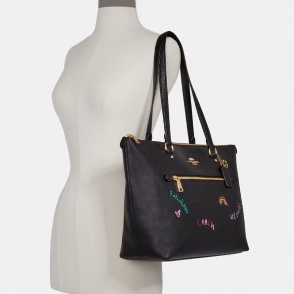 Coach Gallery Tote With Diary Embroidery black NWT - Picture 1 of 8